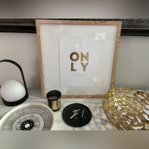 White Canvas and Metallic Gold Foil ONLY Happy Thoughts Art Print (unframed)